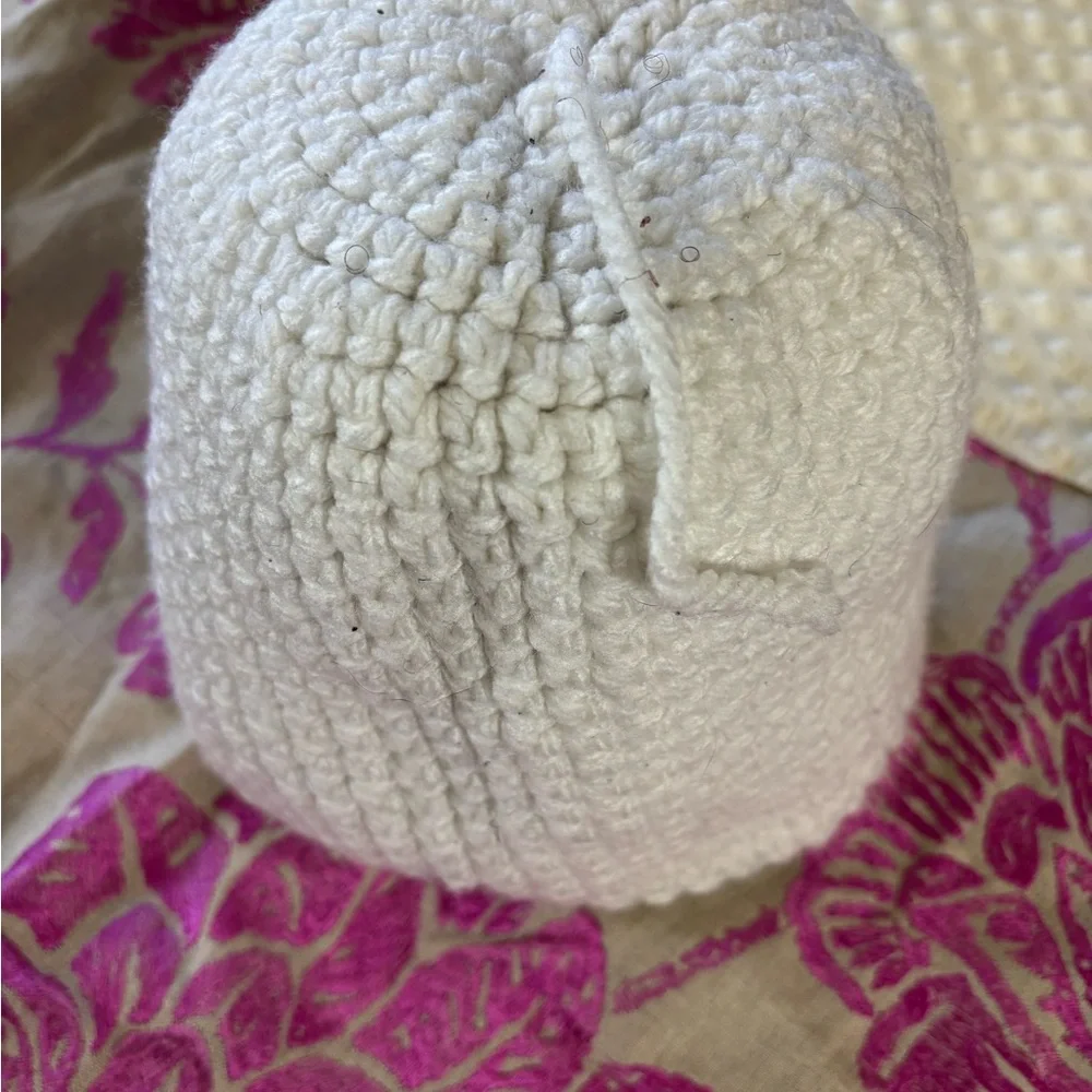 White Hand Knit Hat
